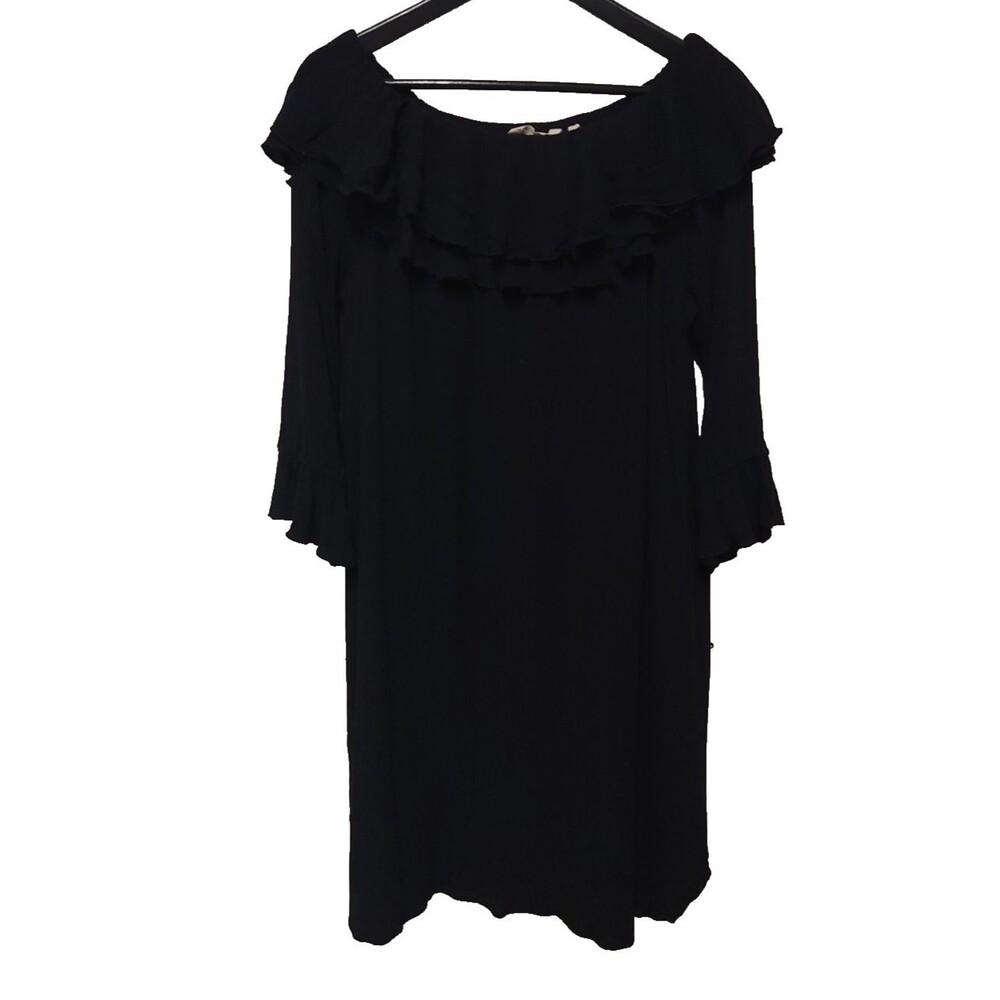 Soft Surroundings Black Off Shoulder Dress long sleeve Lined Size 1X
